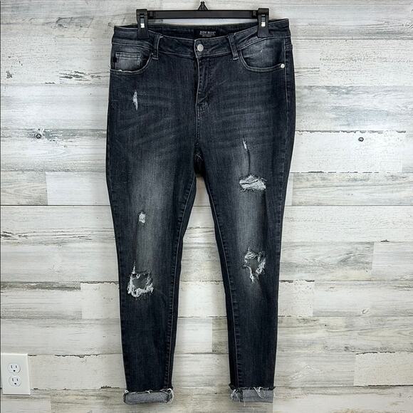 Judy Blue Distressed Holey Faded Stretchy Skinny Jeans Black Gray Size 15/32 - Picture 1 of 9